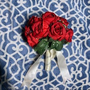 Faux Red Rose Wedding Bouquet